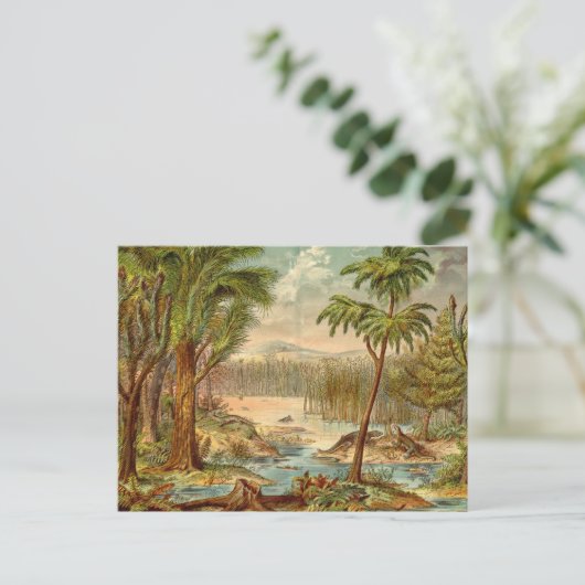 Prehistorische scène Antiek afdrukken Briefkaart (Staand voorkant)