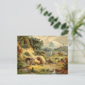 Prehistorische scène Antiek afdrukken Briefkaart (Staand voorkant)