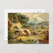 Prehistorische scène Antiek afdrukken Briefkaart (Voorkant / Achterkant)