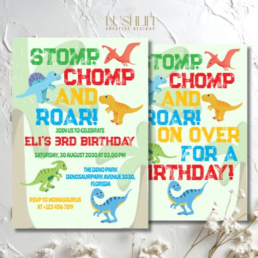 Prehistorische verjaardag als een dinosaurus kaart