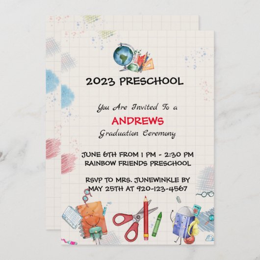 Prek Afstuderen Graph Paper Kaart (Voorkant / Achterkant)