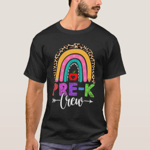 Prek Crew Rainbow Leopard Leerschool Terug T-shirt