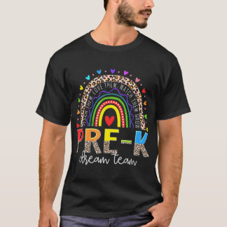 Prek Droom Team Luipaard Regenboog Leraar Squad Te T-shirt
