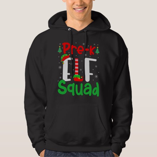 Prek ELF Squad Funny Kerstmis ELF Kinder leraar Hoodie (Voorkant)