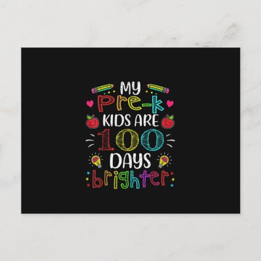 Prek leraar 100 dagen Brichter 100 dagen school Uitnodiging Briefkaart (Voorkant)