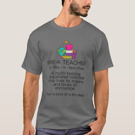 Prek leraar definitie Kindergarten Funny Back T T-shirt (Voorkant)