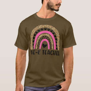 Prek leraar Funny Leopard Rainbow terug naar schoo T-shirt