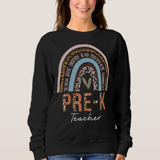 Prek leraar leopard-regenboog trui (Voorkant)