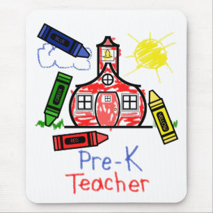 Prek leraar Mousepad - Schoolhouse & Crayons Muismat