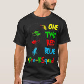 Prek leraar Oh de plaatsen één twee rode blauwe vi T-shirt (Voorkant)