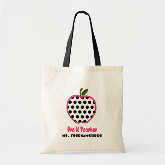 Prek lerarenzak - Polka Dot Apple Tote Bag (Voorkant)
