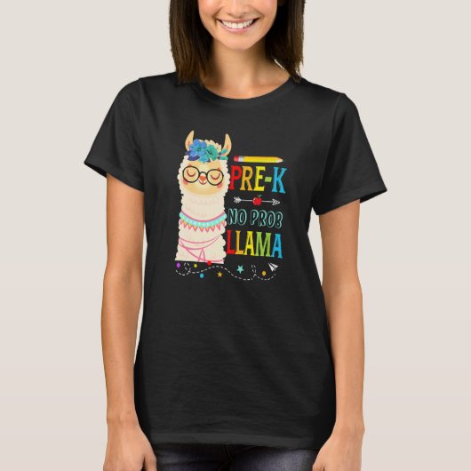 PREK No Prob Llama Back to School First Day 1 T-shirt (Voorkant)