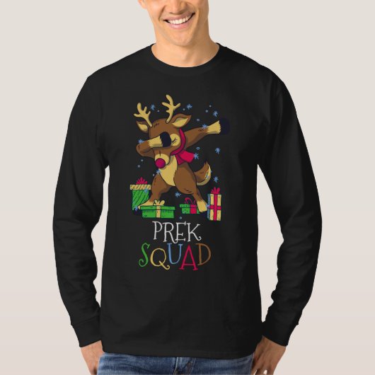 PREK Squad Dabbing Rendier Kerstmis Leraar T-shirt (Voorkant)