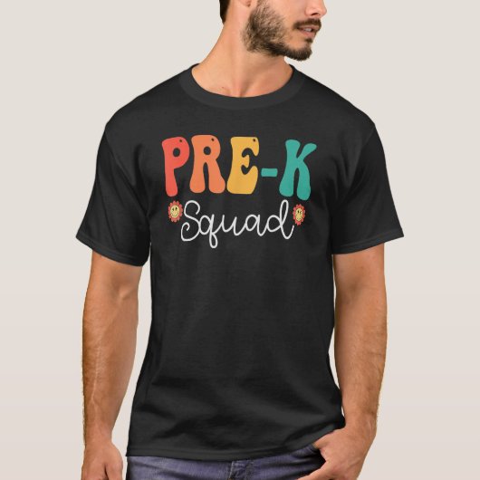 Prek Squad Retro Groovy  Happy First Day O T-shirt (Voorkant)