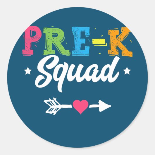 Prek Squad Teacher Student Kinder Preschool Terug Ronde Sticker (Voorkant)