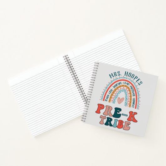 Prek Tribe Teacher Personalized Gift Rainbow Notitieboek (Binnen)