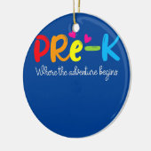 Prek waar het avontuur begint kinder leraar keramisch ornament (Links)