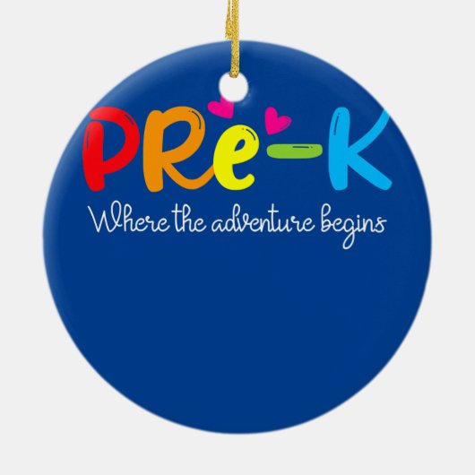 Prek waar het avontuur begint kinder leraar keramisch ornament (Achterkant)