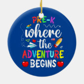 Prek waar het avontuur Kinder Leer begint Keramisch Ornament (Achterkant)