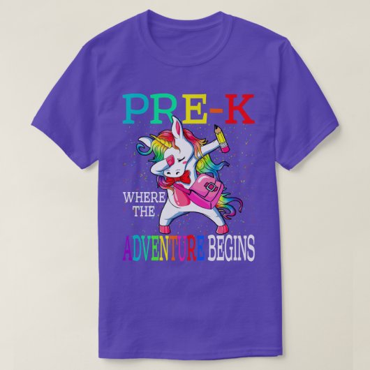 PreK waar het avontuur Unicorn begint T-shirt (Design voorkant)