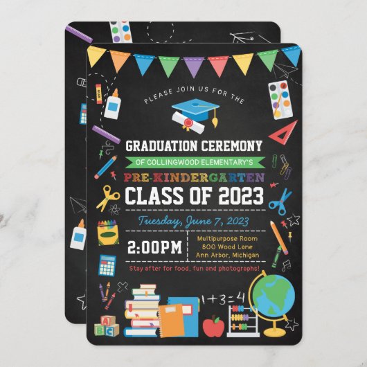 PreKindergarten Afstuderen Ceremony Chalkboard Kaart (Voorkant / Achterkant)