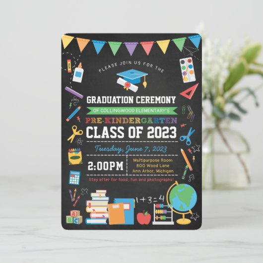 PreKindergarten Afstuderen Ceremony Chalkboard Kaart (Staand voorkant)