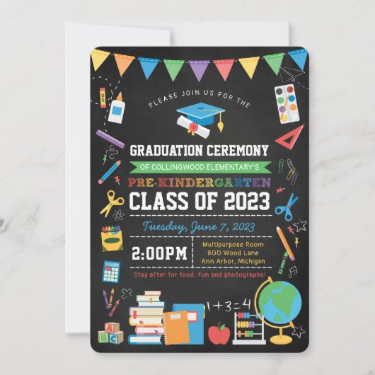 PreKindergarten Afstuderen Ceremony Chalkboard Kaart (Voorkant)
