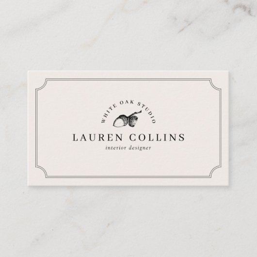 Premade Acorn Logo Ivory Professional Visitekaartje (Voorkant)