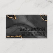 Premier Black en Gold Glitter Agate Minimalist Visitekaartje (Achterkant)