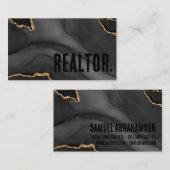 Premier Black en Gold Glitter Agate Minimalist Visitekaartje (Voorkant / Achterkant)