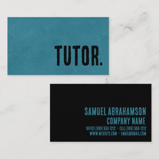 Premier Blauw Faux Lederen Tutor Visitekaartje (Voorkant / Achterkant)