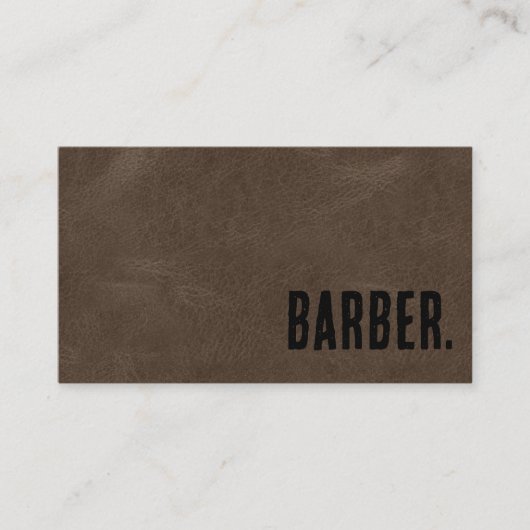 Premier Brown Faux Leather Barber Visitekaartje (Voorkant)