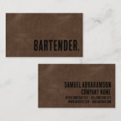 Premier Brown Faux Leather Bartender Visitekaartje (Voorkant / Achterkant)
