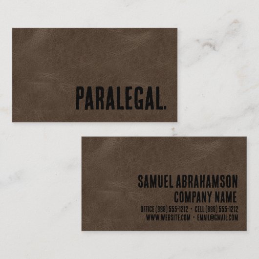 Premier Bruin Faux Leder Paralegal Visitekaartje (Voorkant / Achterkant)