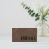 Premier Bruine Nep Leer Bartender Visitekaartje (Staand voorkant)