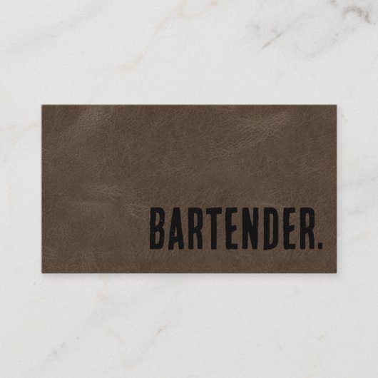Premier Bruine Nep Leer Bartender Visitekaartje (Voorkant)