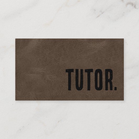 Premier Bruine Nep Leer Tutor Visitekaartje (Voorkant)
