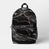 Premier Elegant Black and Rose Gold Agate Backpack Bedrukte Rugzak (Voorkant)