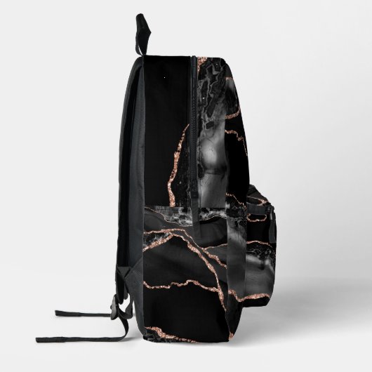 Premier Elegant Black and Rose Gold Agate Backpack Bedrukte Rugzak (Links)