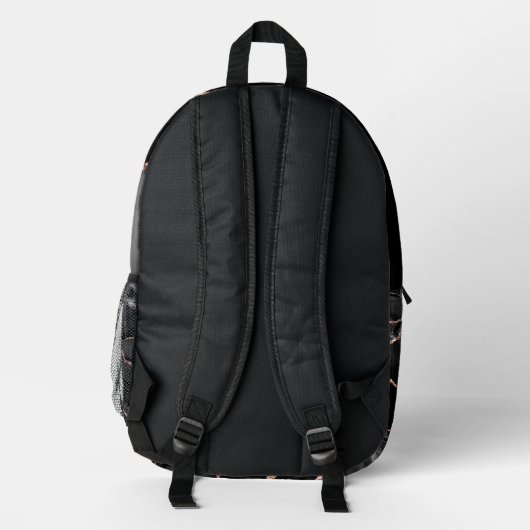 Premier Elegant Black and Rose Gold Agate Backpack Bedrukte Rugzak (Achterkant)