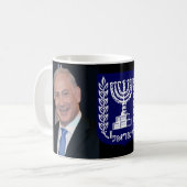 Premier Netanyahu & Embleem van Israël Koffiemok (Voorkant links)