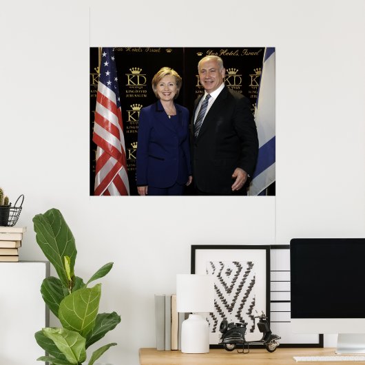 Premier Netanyahu & Hillary Clinton Poster (Thuiskantoor)