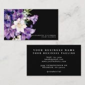 Premier Paarse Bloemen Zwarte Visitekaartjes (Voorkant / Achterkant)