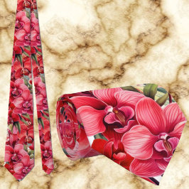 Premier Red Orchids Formal Sharp Stropdas
