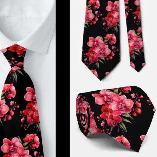 Premier Red Orchids Formal Sharp Stropdas