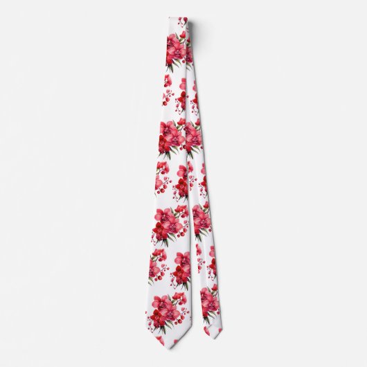 Premier Red Orchids Formal Sharp Stropdas (Voorkant)