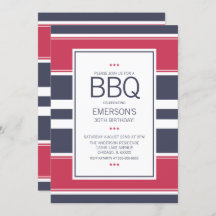 Premier Red, White en Blue BBQ Birthday Invitation