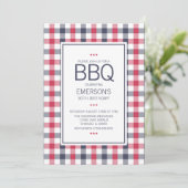 Premier Red, White en Blue BBQ Birthday Invitation Kaart (Staand voorkant)
