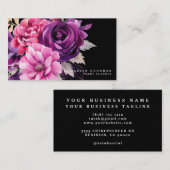 Premier Roze Paarse Bloemen Zwarte Visitekaartjes (Voorkant / Achterkant)