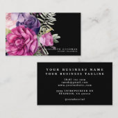 Premier Roze Paarse Bloemen Zwarte Visitekaartjes (Voorkant / Achterkant)
